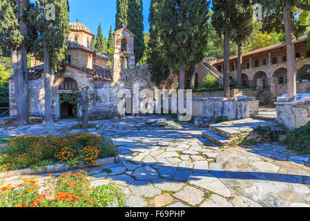 Ancien monastère byzantin de Kaisariani, Athènes, Grèce Banque D'Images