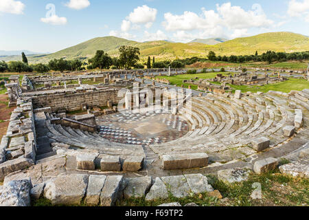 Ruines du théâtre antique en Messénie, Grèce Banque D'Images