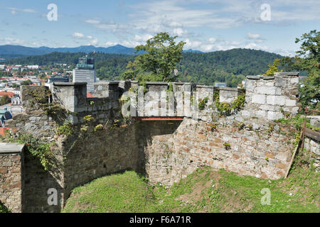 Anciens remparts le château de Ljubljana, Slovénie Banque D'Images