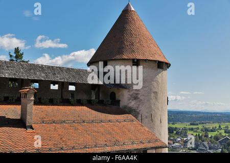 Tour de Château de Bled à plus de Bled, Slovénie ville Banque D'Images