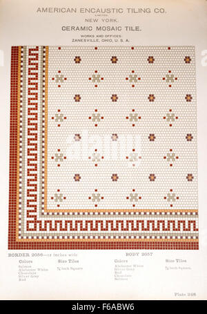 Cette image présente la planche 248 du catalogue American Encraustic Tiling Company, avec des dessins détaillés de carreaux encaustiques. La société était connue pour ses carreaux décoratifs de haute qualité, un contributeur important à la conception architecturale à la fin du XIXe et au début du XXe siècle. Banque D'Images