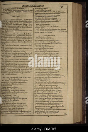 Page 22 de la première édition Folio de « All's Well That ends Well » de Shakespeare, présentant le texte de la pièce dans l'édition emblématique de 1623 des œuvres complètes de Shakespeare. Banque D'Images