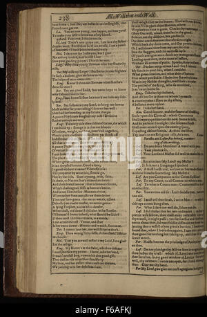 Page 9 de la première édition Folio de 'All's Well That ends Well' de William Shakespeare, illustrant les premiers drames anglais modernes. Banque D'Images