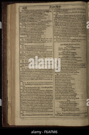 Page 22 de as You Like It from Shakespeare's First Folio (1623), présentant l'une des œuvres les plus emblématiques de la pièce sous sa forme imprimée originale. Banque D'Images