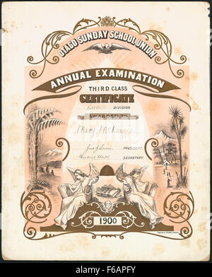 L'École du dimanche d'Otago examen annuel 1900 de l'Union troisième classe, Banque D'Images