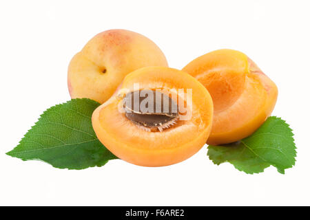 Couper la moitié de fruits abricot fruits avec core Banque D'Images
