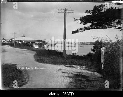 Avis de Fraser's Corner, Northcote, regard vers Auckland Banque D'Images