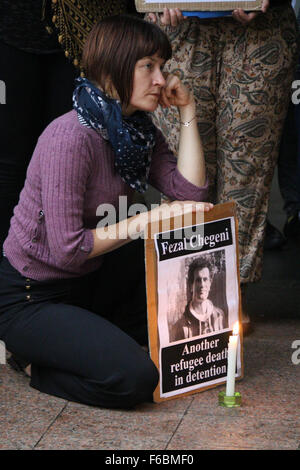 Rallye pour les réfugiés kurdes iraniens, Fazel Chegen à Sydney, Australie. 13 novembre 2015. Banque D'Images