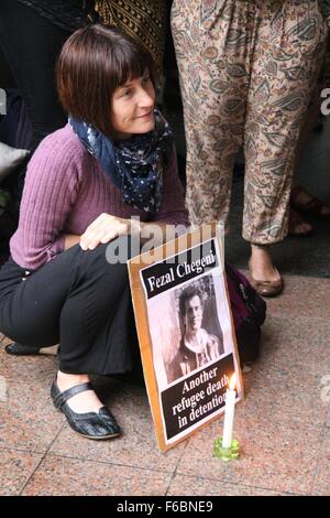 Rallye pour les réfugiés kurdes iraniens, Fazel Chegen à Sydney, Australie. 13 novembre 2015. Banque D'Images