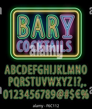 Jeu de polices de néon Illustration de Vecteur Jeu de polices de néon Illustration de Vecteur