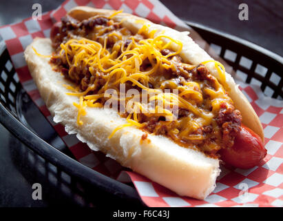 Un délicieux chili cheddar de chien chien disparu il (précédemment connu sous le nom de Soda Shoppe) à Victoria, Colombie-Britannique, Canada. Banque D'Images