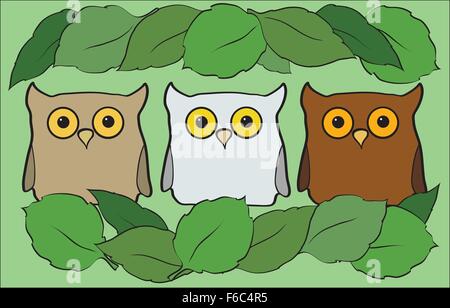 Télévision avec cartoon illustration agréable et amusant les hiboux Illustration de Vecteur