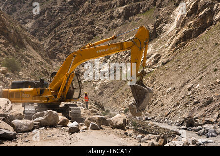 L'Inde, l'Himachal Pradesh, Kinnaur, Khab Tashigang, Tata, Hitachi, de compensation de l'autoroute de l'Hindustan-Tibet grand éboulement Banque D'Images