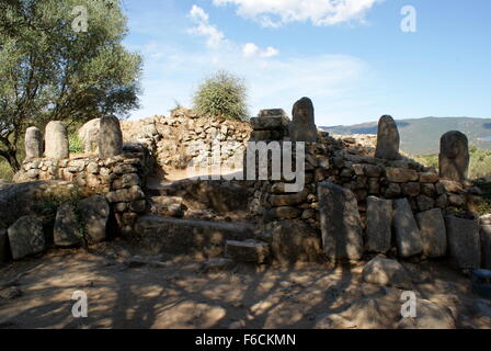 Statue - Menhirs dans le monument central, Filitosa, Corse Banque D'Images