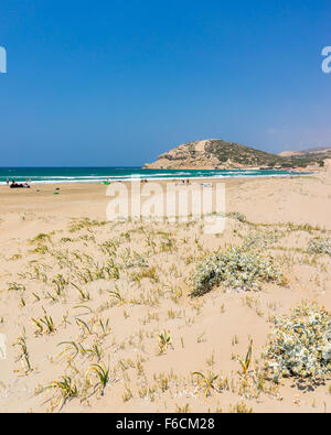 La plage de sable doré à Prasonisi sur l'île de Rhodes Dodécanèse Grèce Europe Banque D'Images