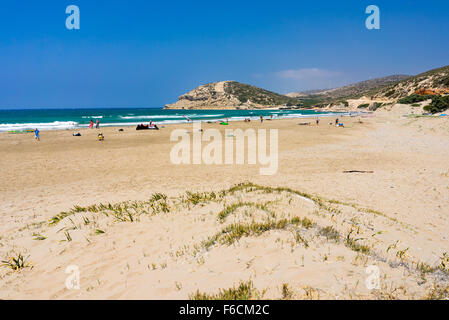 La plage de sable doré à Prasonisi sur l'île de Rhodes Dodécanèse Grèce Europe Banque D'Images