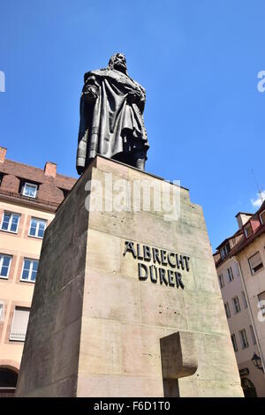 Monument à l'artiste de la Renaissance allemande Albrecht Dürer (1471-1528) à Nuremberg (Nürnberg), Allemagne Banque D'Images