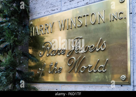 Boutique de bijoux Harry Winston, des décorations de Noël, NYC Banque D'Images