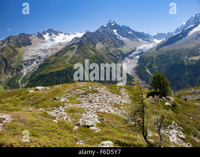 Mer de Glace et le glacier d'Dalnegorsk vu de Aiguilles Rouges de Chamonix Banque D'Images