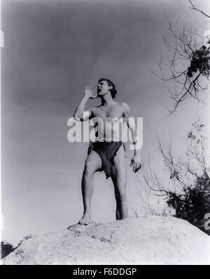 Publié : 16 avr 1934 - Film Original Title : Tarzan et sa compagne. Sur la photo : Johnny Weissmuller. Banque D'Images