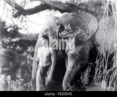 Publié : 16 avr 1934 - Film Original Title : Tarzan et sa compagne. Sur la photo : Johnny Weissmuller. Banque D'Images