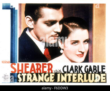 Publié : 30 déc 1932 - Film Original Title : étrange Interlude. Sur la photo : Clark Gable, Norma Shearer. Banque D'Images