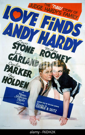 Publié : Juillet 22, 1938 - Film Original Titre : amour trouve Andy Hardy. Sur la photo : Judy Garland, Mickey Rooney. Banque D'Images