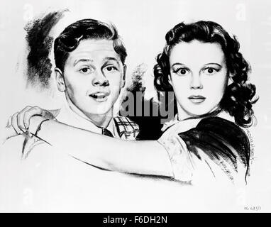 Publié : Juillet 22, 1938 - Film Original Titre : amour trouve Andy Hardy. Sur la photo : Judy Garland, Mickey Rooney. Banque D'Images