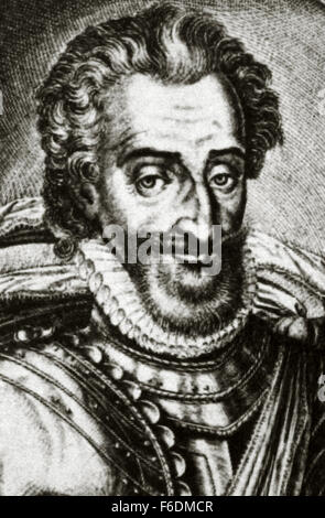 Henry IV de France (1553-1610). Le roi de Navarre Henri III de 1572-1610 et Roi de France de 1589-1610. Portrait. La gravure. Banque D'Images