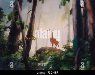 DATE DE SORTIE : Août 21, 1942. Titre du film : Bambi. STUDIO : Walt Disney Productions. Résumé : L'histoire animée de Bambi, un jeune cerf salué comme le "Prince de la forêt" à sa naissance. Comme Bambi se développe, il se fait des amis avec les autres animaux de la forêt, apprend les techniques nécessaires pour survivre, et trouve même l'amour. Un jour, cependant, les chasseurs viennent, et Bambi doit apprendre à être aussi courageux que son père s'il est d'entraîner l'autre cerf pour la sécurité. Sur la photo : . Banque D'Images