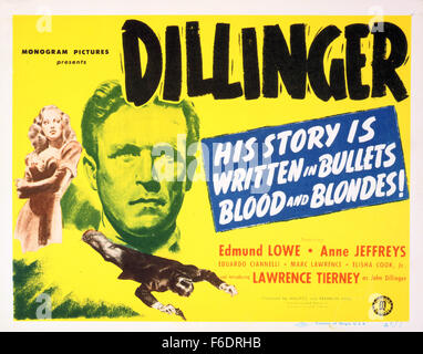 Publié : Mar 02, 1945 - Film Original Title : Dillinger. Sur la photo : Affiches de 'Dillinger'. Banque D'Images