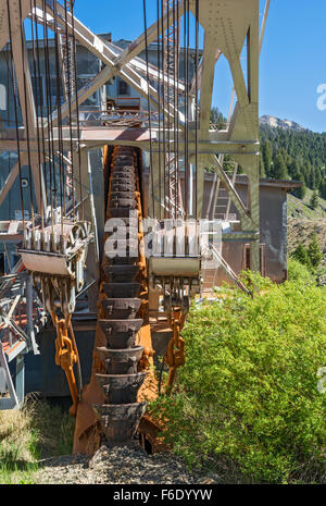 New York, Custer, Yankee Fork, drague exploité 1940-52, vue de ligne de godet Banque D'Images