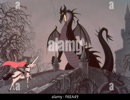 DATE DE SORTIE : Janvier 29, 1959. Titre du film : Sleeping Beauty. STUDIO : Walt Disney. Résumé : Une fée maléfique, snobé jette une malédiction sur une princesse que seul un prince peut briser, avec l'aide de trois bonnes fées. Sur la photo : . Banque D'Images