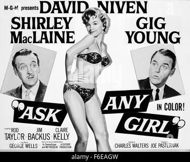 DATE DE SORTIE : 1959. STUDIO : MGM. PLOT : vendeuse falls pour les plus jeunes d'une société dirigée par deux frères. L'elder falls pour elle, mais l'intention de l'aider à obtenir son frère parce qu'il ne sait même pas qu'il est dans l'amour. Banque D'Images