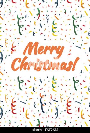 Joyeux Noël de la carte avec l'explosion de popper, la serpentine et colorés sur fond de confettis Illustration de Vecteur