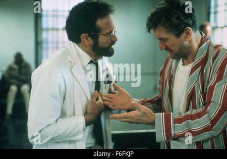 DATE DE SORTIE : Décembre 20, 1990 TITRE DE LA VIDÉO : Awakenings STUDIO : Columbia Pictures Corporation Réalisateur : Penny Marshall PLOT : un nouveau médecin se retrouve avec une salle pleine de patients comateux. Il est dérangé par eux et le fait qu'ils ont été dans le coma pendant des décennies avec aucun espoir de guérison. Lorsqu'il trouve un remède chimique possible il obtient la permission d'essayer sur l'un d'entre eux. Quand le premier patient se réveille, il est maintenant un adulte ayant disparu dans un coma dans son adolescence. Le film puis fait ses délices de la nouvelle prise de conscience des patients et ensuite sur les réactions de leurs proches à l'évolution de Banque D'Images