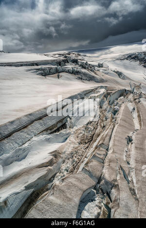 Glacier Myrdalsjokull Krossarjokull, calotte de glace, l'Islande Banque D'Images