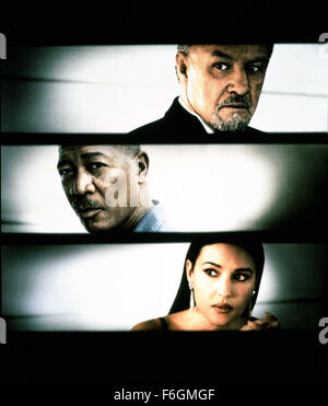 11 mai, 2000 ; San Juan, Puerto Rico ; principaux d' art (de haut en bas) Gene Hackman comme Henry Hearst, Morgan Freeman comme le capitaine Victor Benezet, et Monica Bellucci que Chantal Hearst dans le crime, drame, thriller film ''sous suspicion'' réalisé par Stephen Hopkins. Banque D'Images