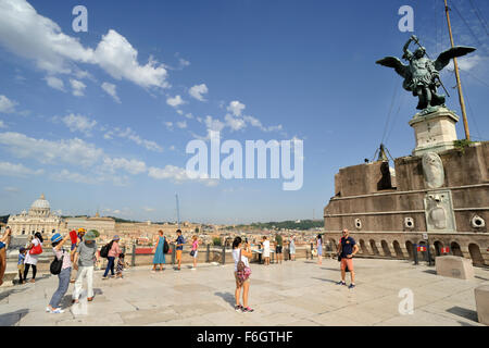 Italie, Rome, Castel Sant'Angelo, terrasse du château Banque D'Images