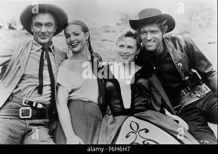 1954, le titre du film : VERA CRUZ, Directeur : ROBERT ALDRICH, Studio : UA, Photo : ROBERT ALDRICH, vêtements, Gary Cooper, COWBOY, DENISE DARCEL, hat, Burt Lancaster, SARITA MONTIEL. (Crédit Image : SNAP) Banque D'Images