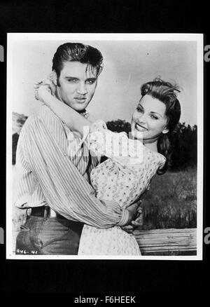 1956, le titre du film : LOVE ME TENDER, Directeur : ROBERT D. WEBB, Studio : FOX, Photo : DEBRA PAGET, ELVIS PRESLEY. (Crédit Image : SNAP) Banque D'Images