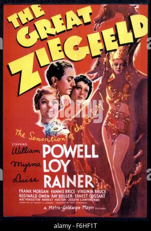 1936, le titre du film : GREAT ZIEGFELD, Directeur : ROBERT Z LEONARD, Studio : MGM, Photo : l'affiche, 1936, PRIX - Académie, Meilleure Photo, ROBERT Z LEONARD, Myrna Loy, OSCAR AFFICHES, WILLIAM POWELL, LUISE RAINER. (Crédit Image : SNAP) Banque D'Images