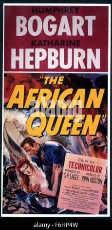 1951, le titre du film : AFRICAN QUEEN, Réalisateur : John Huston, Studio : UA, Photo : Humphrey Bogart, Katharine Hepburn. (Crédit Image : SNAP) Banque D'Images