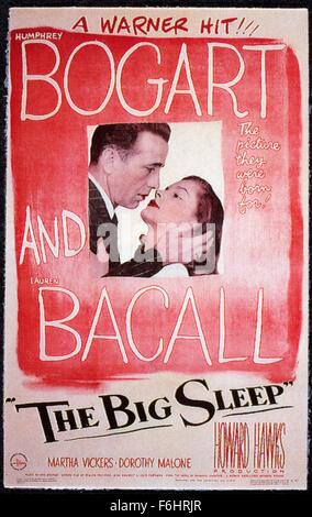 1946, le titre du film : BIG SLEEP, Directeur : Howard Hawks, Studio : WARNER, Photo : Lauren Bacall, Humphrey Bogart, de romance, de baisers, de l'ILLUSTRATION. (Crédit Image : SNAP) Banque D'Images