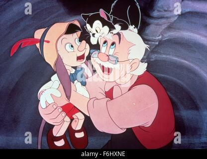 1992, le titre du film : Pinocchio, Studio : WALT DISNEY, présenté : FIGARO, GEPPETTO. (Crédit Image : SNAP) Banque D'Images