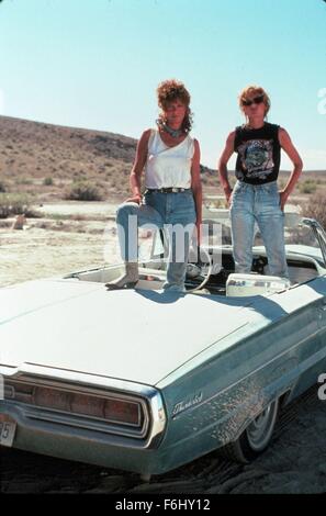 DATE DE SORTIE : Mai 24, 1991. Titre du film : Thelma et Louise. STUDIO : MGM. Résumé : Une serveuse de l'Arkansas et une femme au foyer, c'est tourner un violeur et décoller dans une '66 Thunderbird. Sur la photo : Susan Sarandon comme Louise Sawyer et Geena Davis dans Thelma. Banque D'Images