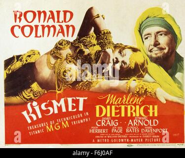 1944, le titre du film : KISMET, Réalisateur : William DIETERLE, Studio : MGM, Photo : Ronald Colman, WILLIAM DIETERLE. (Crédit Image : SNAP) Banque D'Images