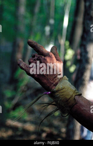 DATE DE SORTIE : 20 mai 2003 . Titre du film : Mauvais tournant. STUDIO : Ontario, CANADA . Résumé : Six personnes se trouvent piégés dans les bois de West Virginia, a déniché un bycannibalistic mountain men grossièrement défiguré par des générations de la consanguinité. Banque D'Images