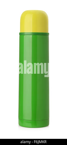 Thermos vert isolated on white Banque D'Images