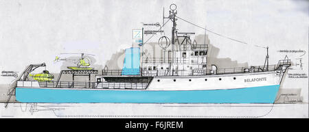 Nov 20, 2004 ; Rome, Latium, Italie ; Dessin du Belafonte navire pour l'ensemble de l'aventure comédie/drama 'La vie avec Steve Zissou aquatiques' réalisé par Wes Anderson. Banque D'Images